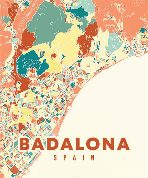 Badalona Spain Map Digital Art by Alexandru Chirila - Pixels