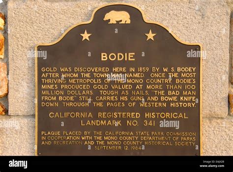 Bodie Historical marker, Bodie State Historic Park, California Stock ...