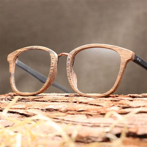 Men Women Myopia glasses Wooden Frame with Clear Lenses Brand Design ...