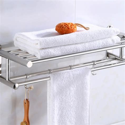 Bathroom Towel Holder Bathroom Organizer Stainless Steel Wall mounted ...