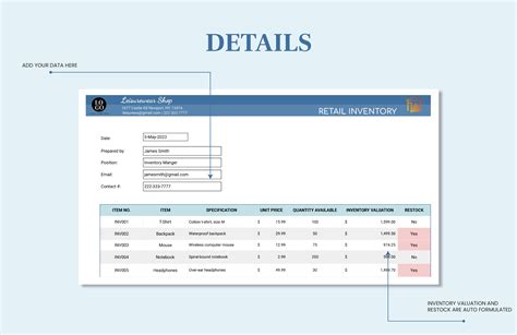 Retail Inventory Template - Download in Excel, Google Sheets | Template.net