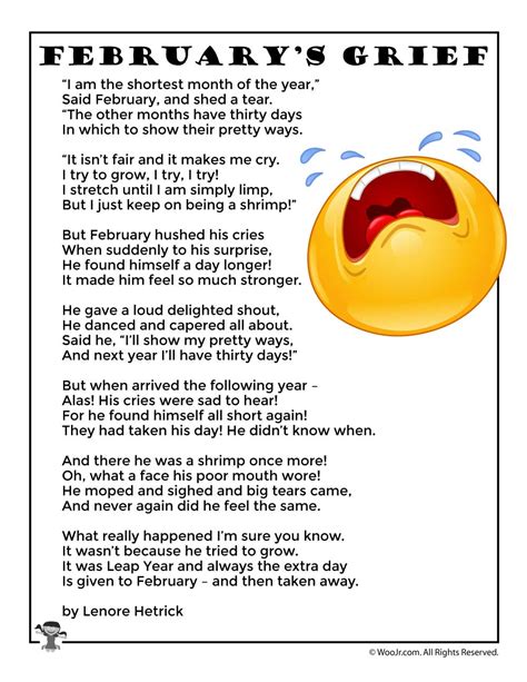 February's Grief Leap Year Poem for Kids | Woo! Jr. Kids Activities