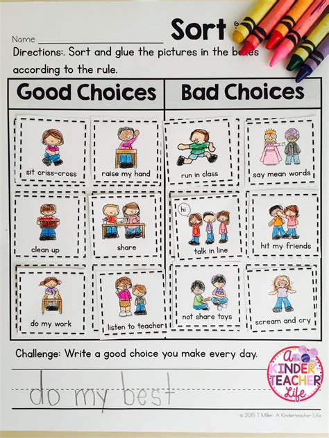 Making Good Choices Worksheet Good Choice Bad Choice sort | Worksheets ...