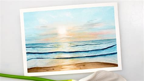 Watercolor SEASCAPE painting - step by step tutorial - YouTube