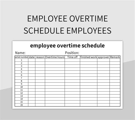 Employee Overtime Schedule Employees Excel Template And Google Sheets ...