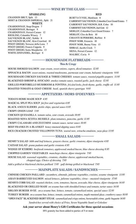 Henry's Menu, Menu for Henry's, Delray Beach, Miami - Urbanspoon/Zomato