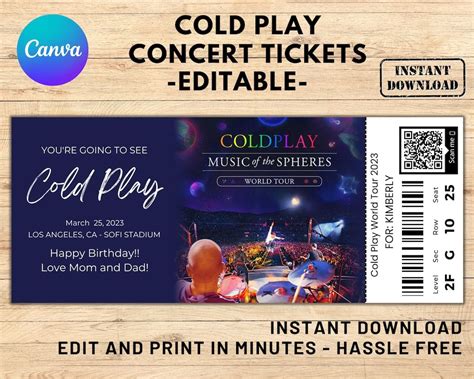 Editable Coldplay Music of the Spheres Tour 2023 Concert - Etsy ...