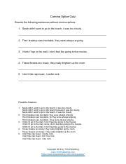 Comma-Splice-Quiz.pdf - Comma Splice Quiz Rewrite the following ...