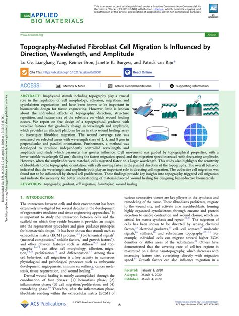 (PDF) Topography-Mediated Fibroblast Cell Migration Is Influenced by ...