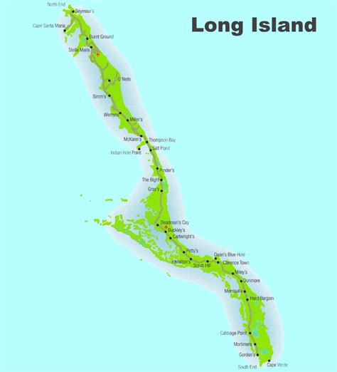 Detailed map of Long Island (Bahamas)