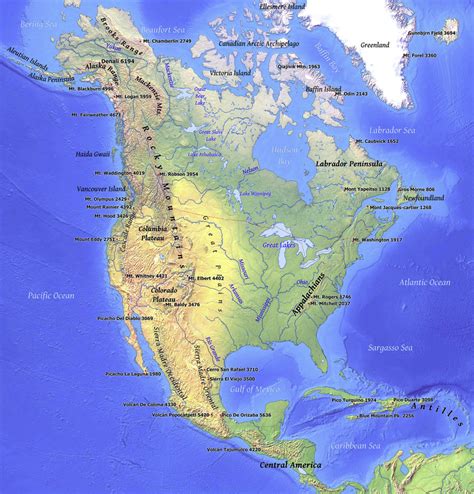 Map of North America showing the location of the Rocky Mountains ...