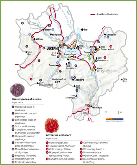 Tourist map of surroundings of Lucerne - Ontheworldmap.com