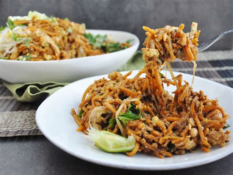 Tofu Pad Thai Sweet Potato Noodles (gluten-free, dairy-free, lightened ...