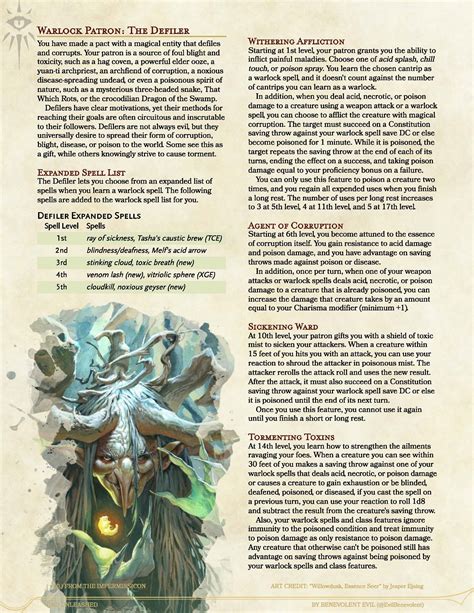 The Defiler Patron (Warlock) — DND Unleashed: A Homebrew Expansion for ...