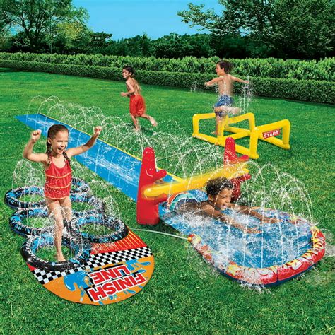 Banzai Aqua Blast Obstacle Course Slide (16'L Inflatable Backyard Aqua ...