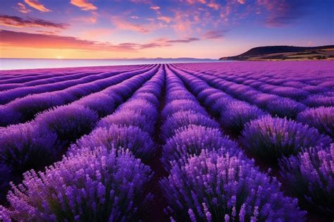 Premium AI Image | Lavender fields in the sunset