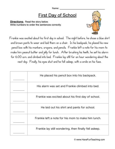 Story Plot Order of Events Worksheet - Have Fun Teaching | Sequencing ...