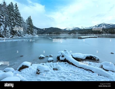 Eibsee lake winter view Stock Photo - Alamy