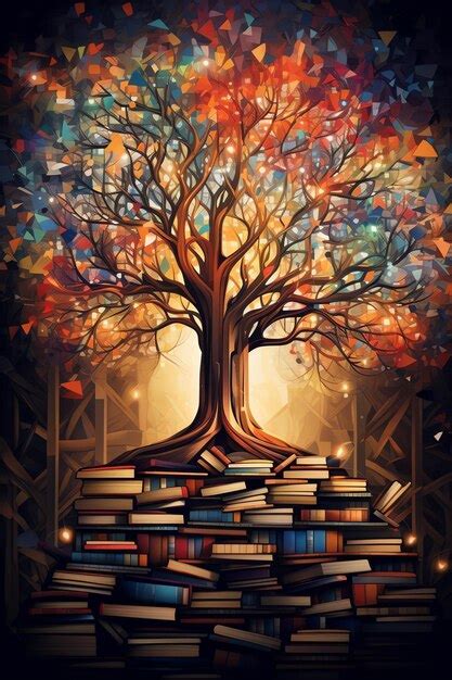 Premium AI Image | a tree with many books