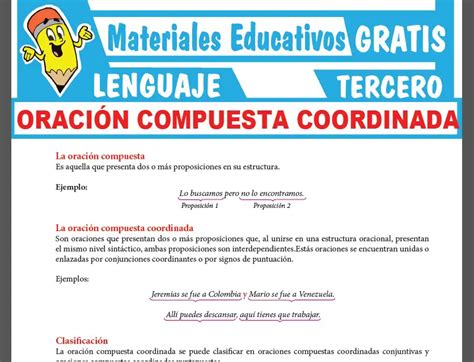 Las Oraciones Compuestas Coordinadas para Tercer Grado