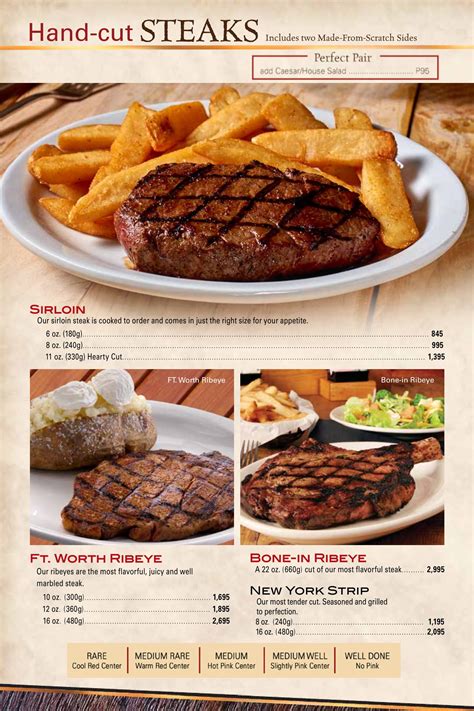 Roadhouse Printable Menu