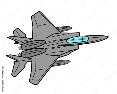 Vector cartoon fighter jet. Combat aircraft in isolate on a white ...