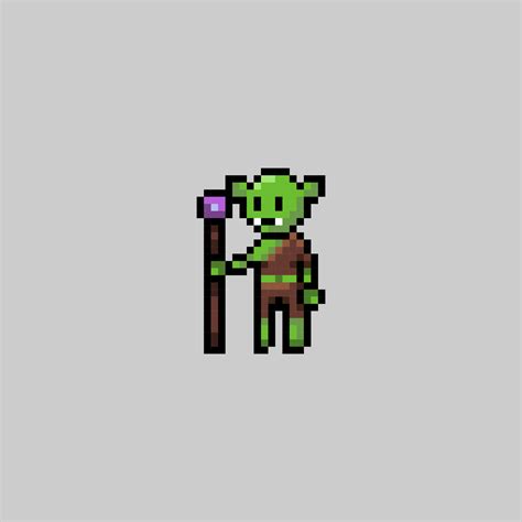 pixel art style, old videogames style, retro style 18 bit mage goblin ...