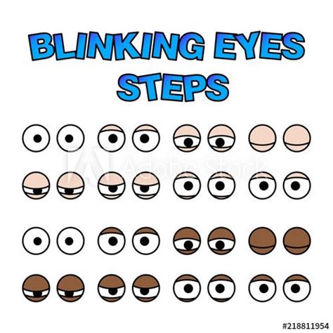 blinking eyes steps vector preset for character animation design ...