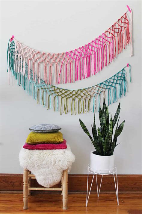 Macrame Yarn Garland DIY - A Beautiful Mess