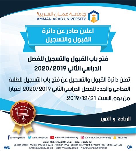 Registration is open for the second semester 2019-20-01 | Amman Arab ...