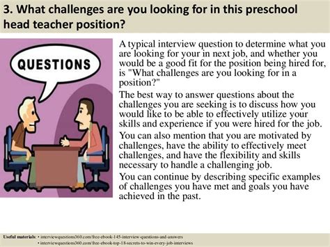 Top 10 preschool head teacher interview questions and answers