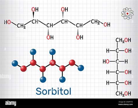 Sorbitol, glucitol molecule. It is polyhydric alcohol with a sweet ...