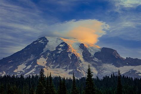 Sunrise Color Clouds Above Mount Rainier Fine Art Print | Photos by ...