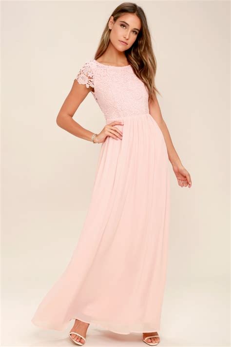 Lovely Blush Pink Dress - Lace Dress - backless Maxi Dress - Lulus