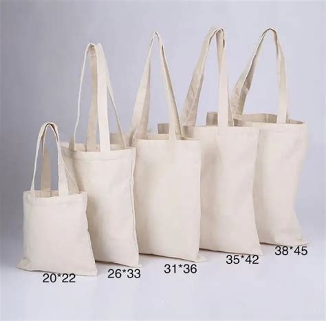 300pcs/lot White Canvas Plain Shopping Bag Foldable Reusable Grocery ...