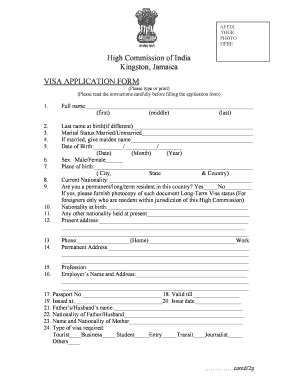 Jamaica Visa Application Form - Fill and Sign Printable Template Online