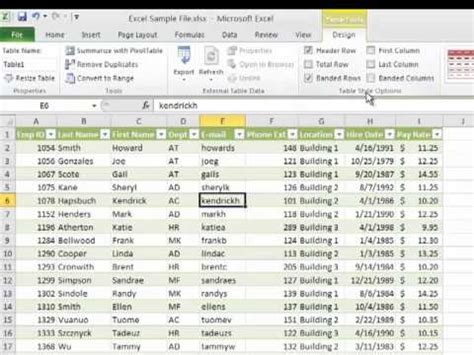 Excel 2010 Table Formatting - YouTube