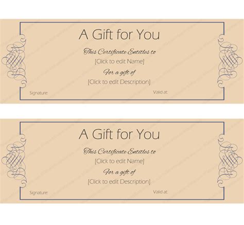 Formal Note Gift Certificate Template - Create Gift Certificates