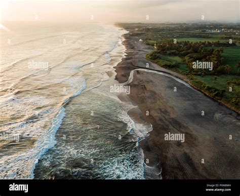 Indonesia, Bali, Aerial view of Bali island, beach in the evening Stock ...