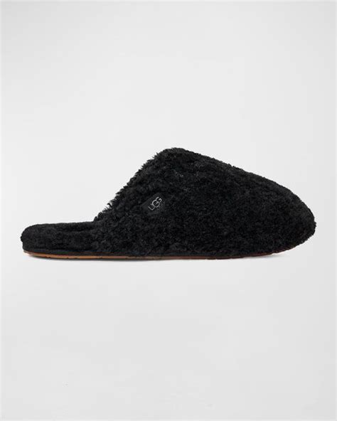 UGG Maxi Curly Shearling Slide Slippers in Black | Lyst