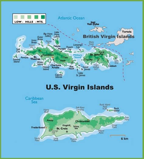 U.S. Virgin Islands physical map - Ontheworldmap.com