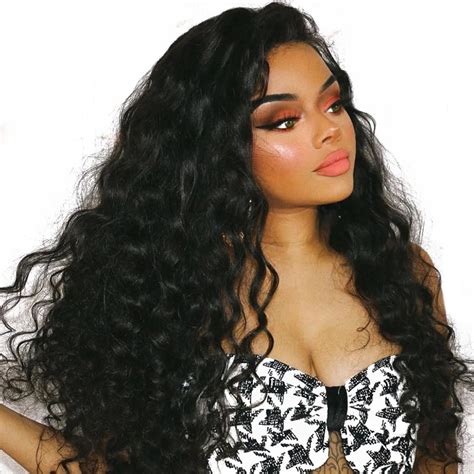 13x6 Lace Front Human Hair Wigs For Women Black 250 Density Brazilian ...