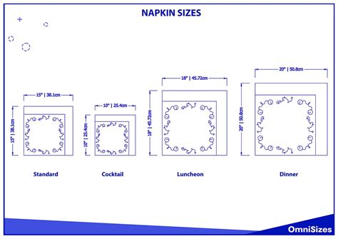 Napkin Sizes - Sizes of Objects and Stuff