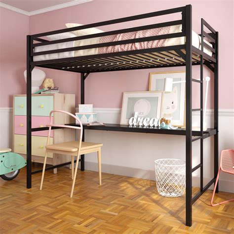 DHP Miles Metal Twin Loft Bed with Desk, Black - Walmart.com - Walmart.com