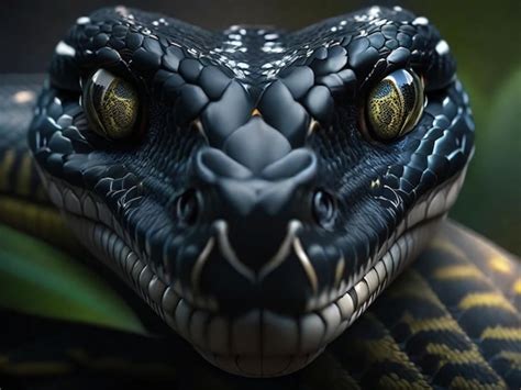 Premium AI Image | Deadly black snake looking into the camera Exotic ...