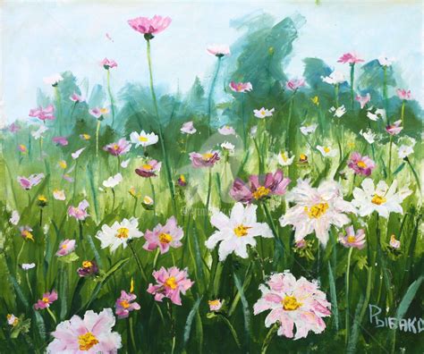 Image result for meadow oil painting | Flower painting original, Daisy ...