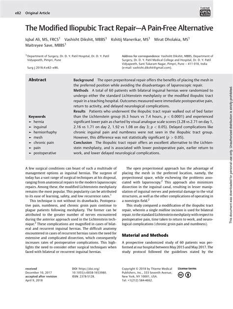 (PDF) The Modified Iliopubic Tract Repair—A Pain-Free Alternative