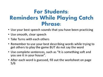 Catch Phrase Game to Play in Speech or Classroom Game by Sparkly Speech ...