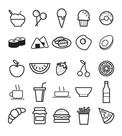 Line art food set stock vector. Illustration of concept - 68486545