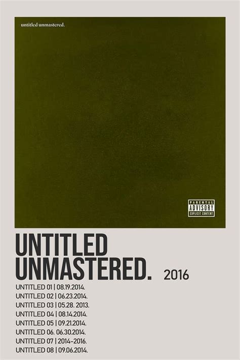 Untitled Unmastered By Kendrick Lamar Minimalist Album Poster in 2022 ...